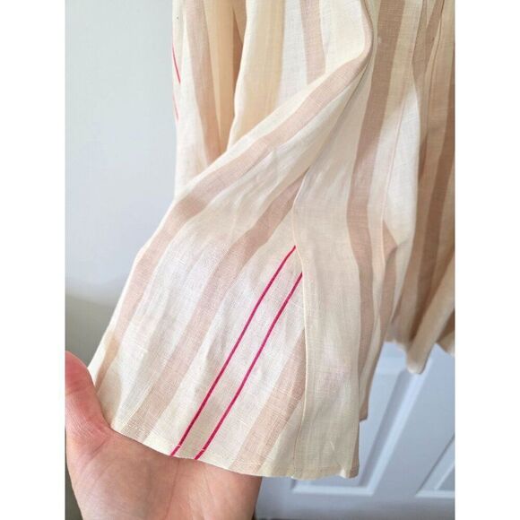 ALEXIS Dimma Sleeveless Linen Mini Dress in Heather Beige Stripe Size L - Picture 3 of 10